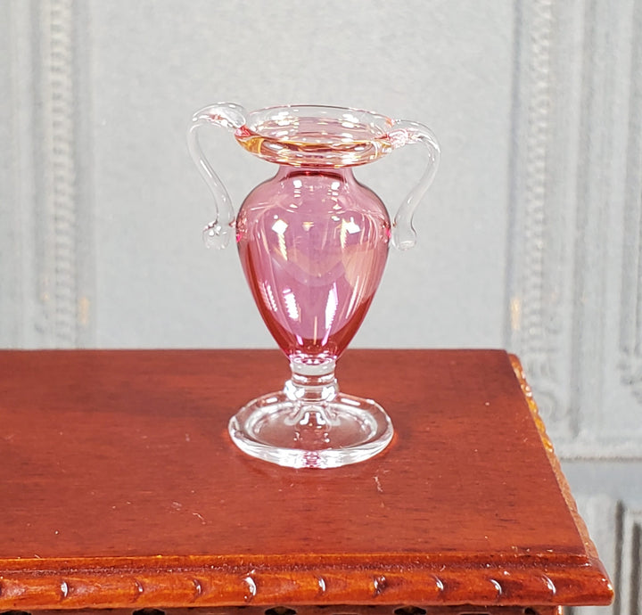 Dollhouse Trophy Vase Pink Cranberry Glass 1:12 Scale Miniature Philip Grenyer