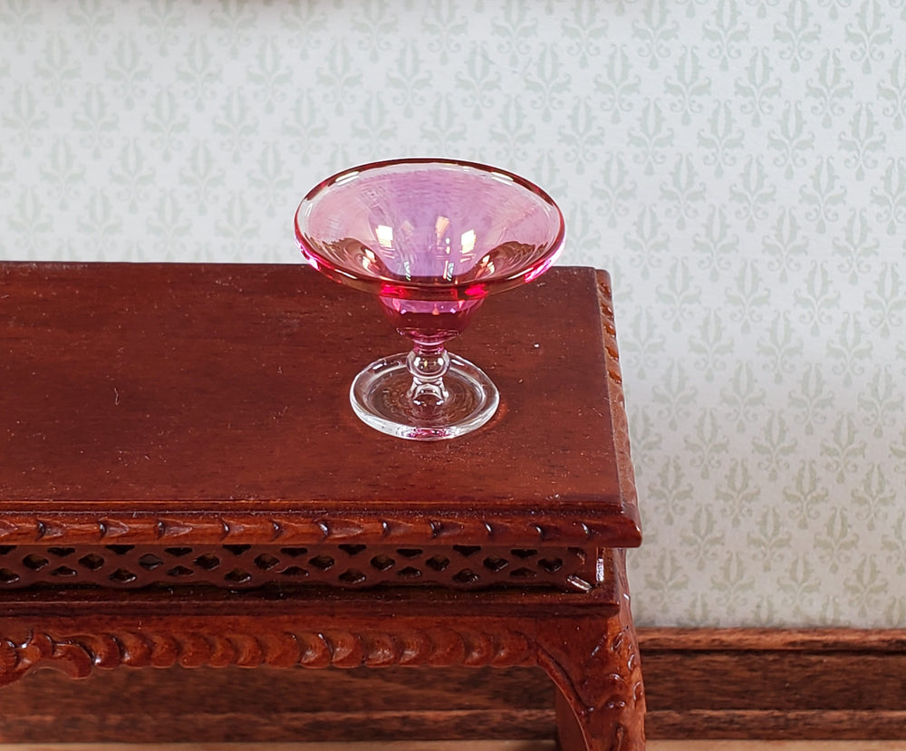 Dollhouse Pedestal Bowl Pink Cranberry Glass 1:12 Scale by Philip Grenyer