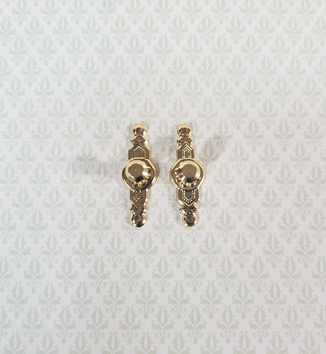 Dollhouse Doorknobs Handles Fancy Gold 1 Set 1:12 Scale Miniatures