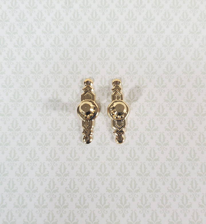Dollhouse Doorknobs Handles Fancy Gold 1 Set 1:12 Scale Miniatures