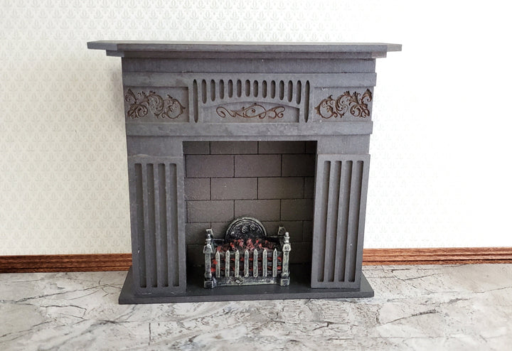 Dollhouse Coal Filled Fireplace Grate Fire Basket Non-Electric 1:12 Scale Miniature