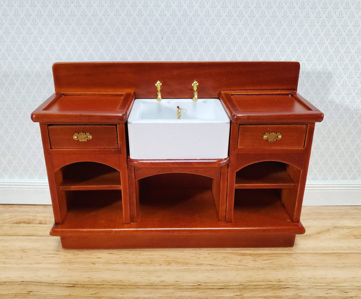 Dollhouse Kitchen Sink Cabinet with Drawers 1:12 Scale Miniature Wood Furniture