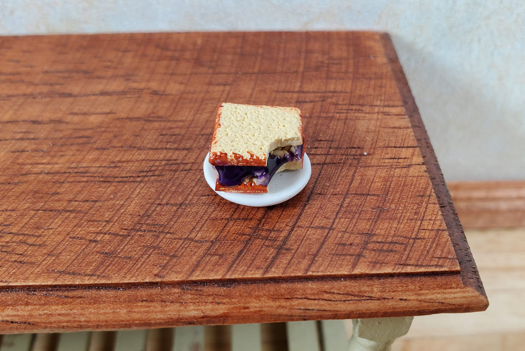 Dollhouse Peanut Butter & Jelly Sandwich with a Bite PBJ 1:12 Scale
