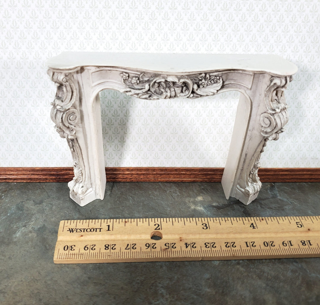 Dollhouse Victorian Fireplace Aged Gray Ornate Resin 1:12 Scale Furniture