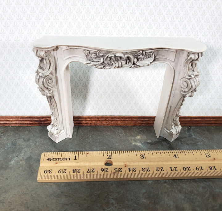 Dollhouse Victorian Fireplace Aged Gray Ornate Resin 1:12 Scale Furniture