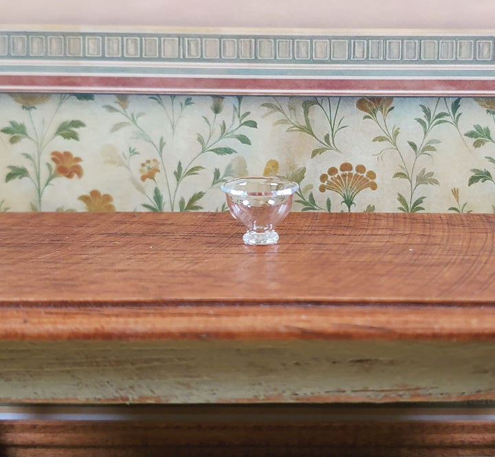 Dollhouse Small Glass Footed Bowl Clear 1:12 Scale Miniature