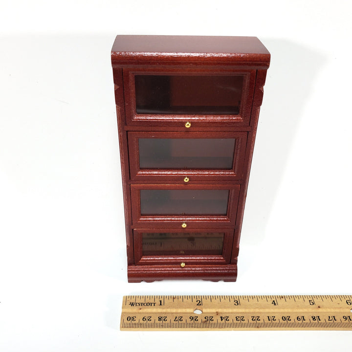 Dollhouse Bookshelf Barrister Bookcase Tall Lawyers 1:12 Scale Furniture Mahogany Finish