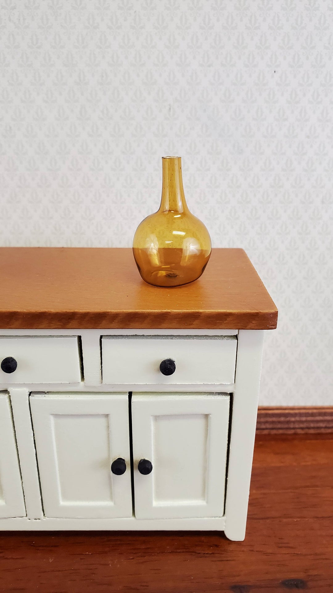 Dollhouse Miniature Amber Demijohn Tall Glass Bottle 1 1/4" 1:12 Scale Kitchen