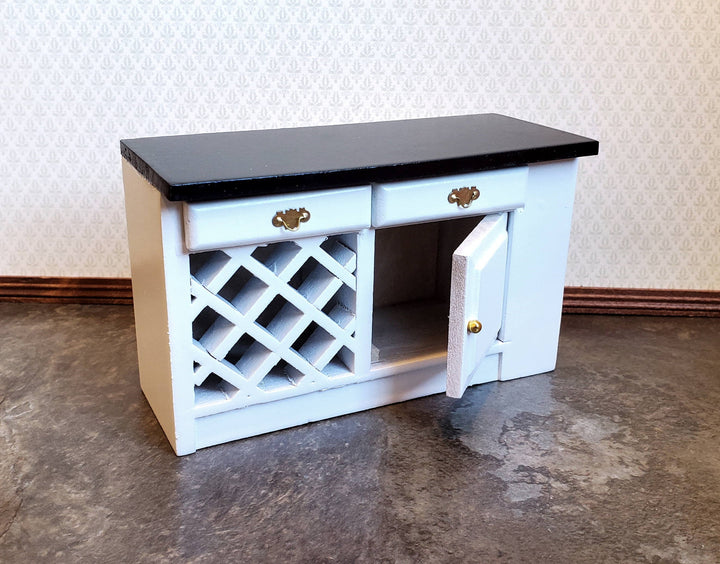 Dollhouse Kitchen Miniature Cabinet Counter Top Wine Rack 1:12 Scale White Black