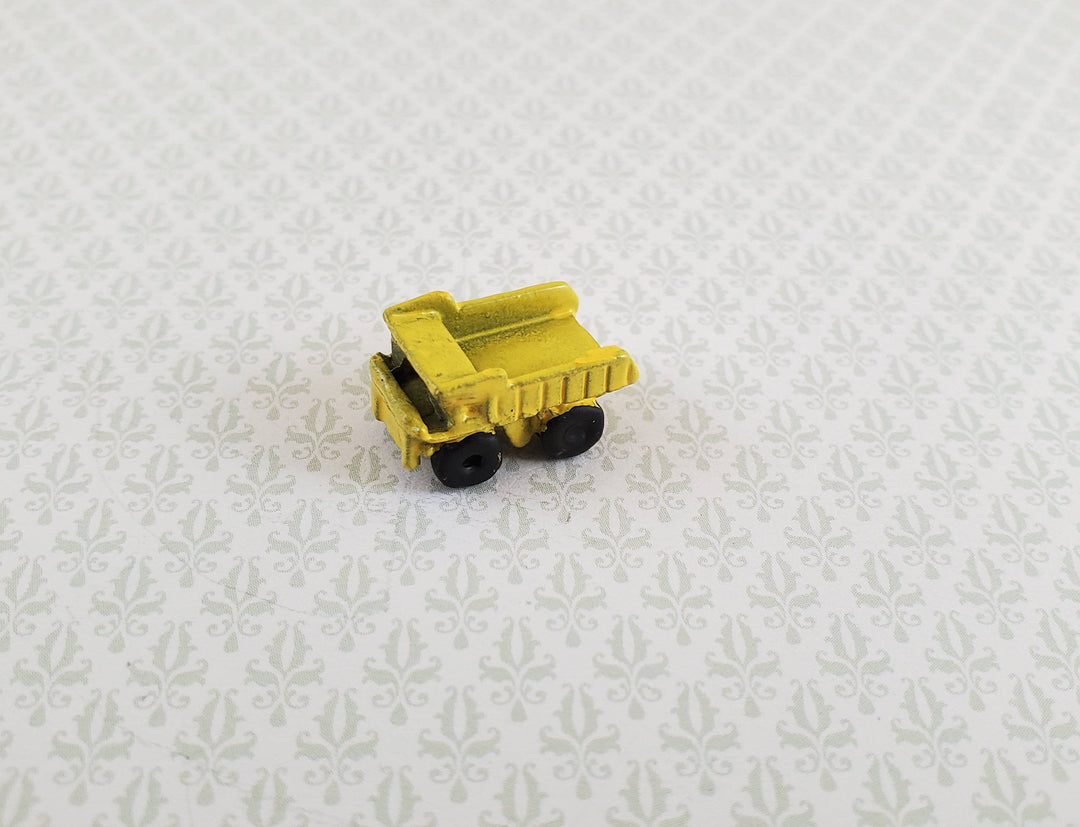 Dollhouse Miniature Dump Truck Toy Yellow & Black Metal 1:12 Scale