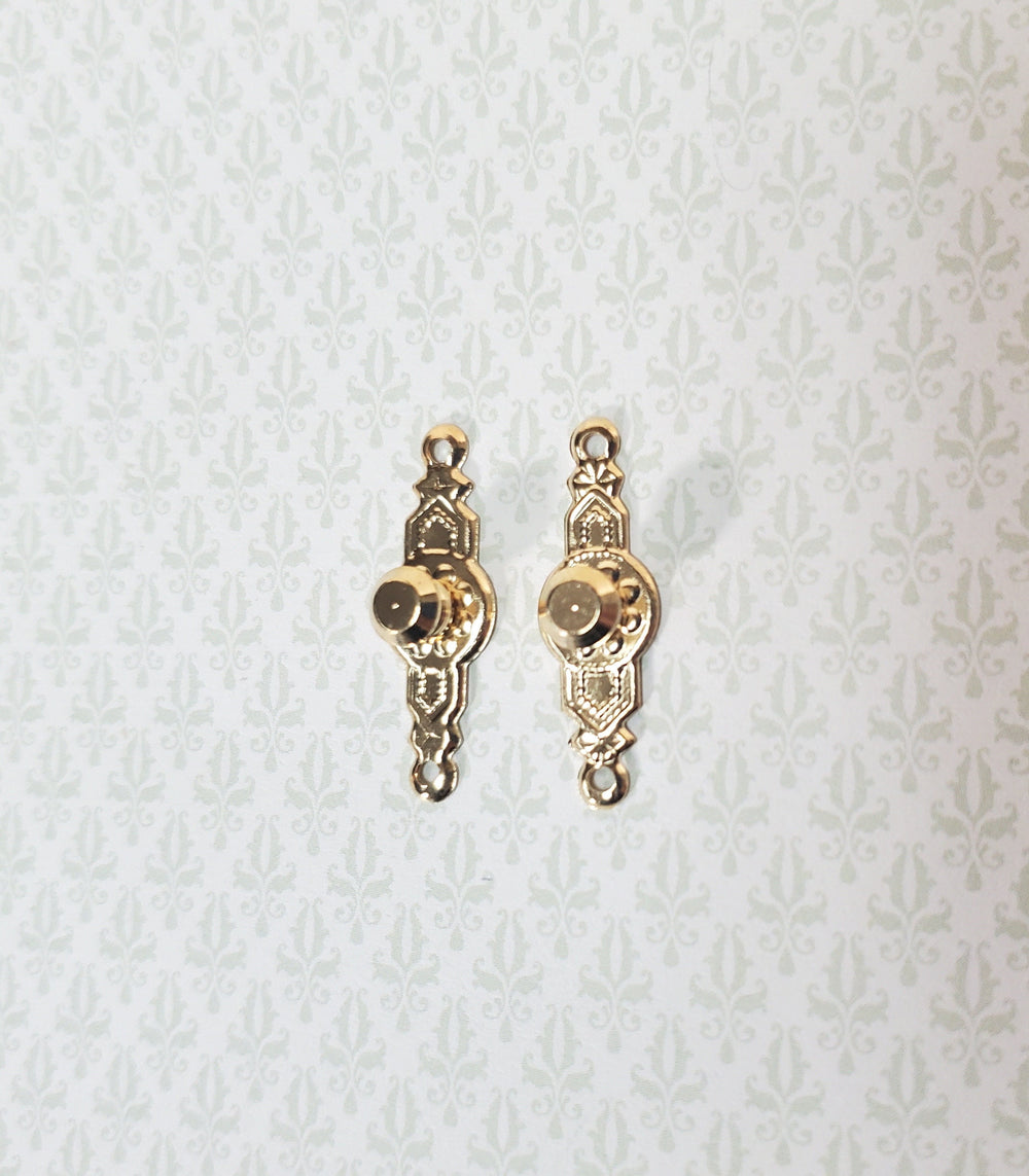 Dollhouse Doorknobs Handles Fancy Gold 1 Set 1:12 Scale Miniatures