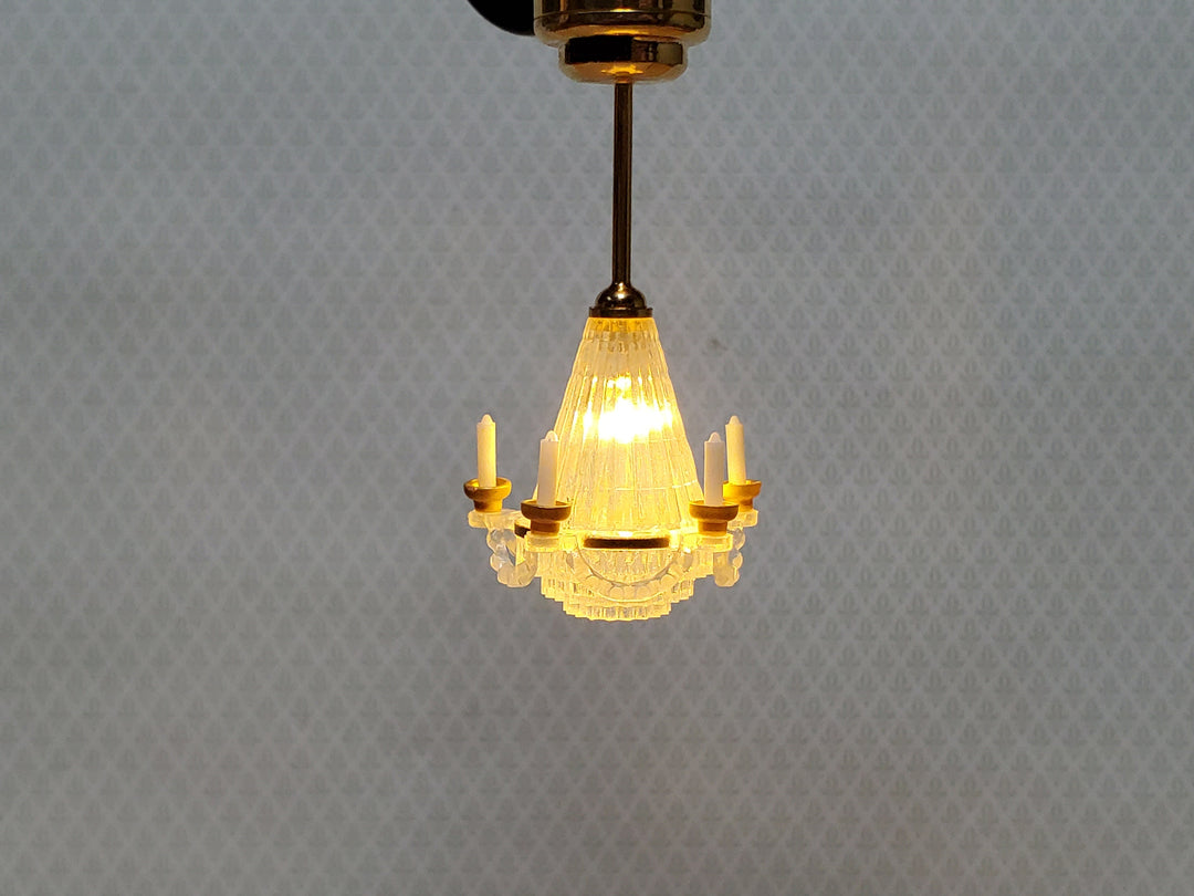 Dollhouse Chandelier Ceiling Light with Candles Battery Operated 1:12 Scale