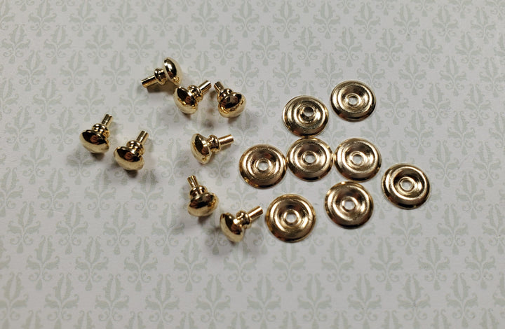 Dollhouse Traditional Door Knob or Drawer Pulls with Back Plate 8 pcs 1:12 Scale