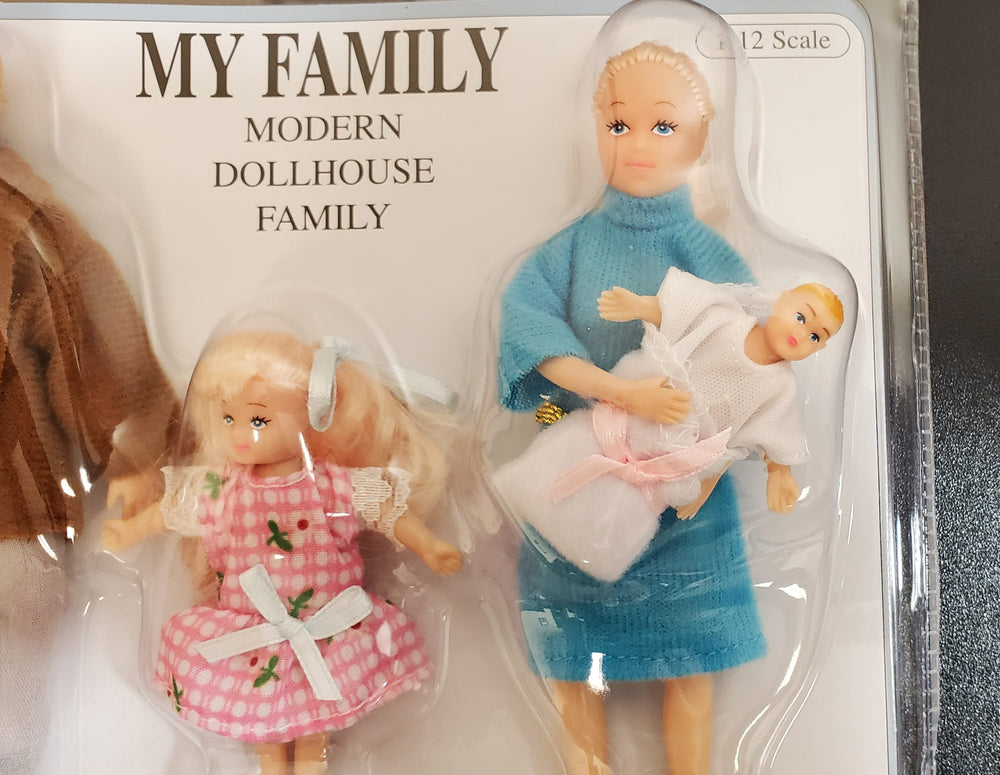 Dollhouse Modern Family Dolls Dad Mom Daughter Baby 1:12 Scale Removable Clothes