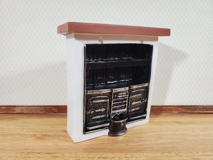 Dollhouse Coal Burning Range Stove Vintage Style with Surround 1:12 Scale Miniature