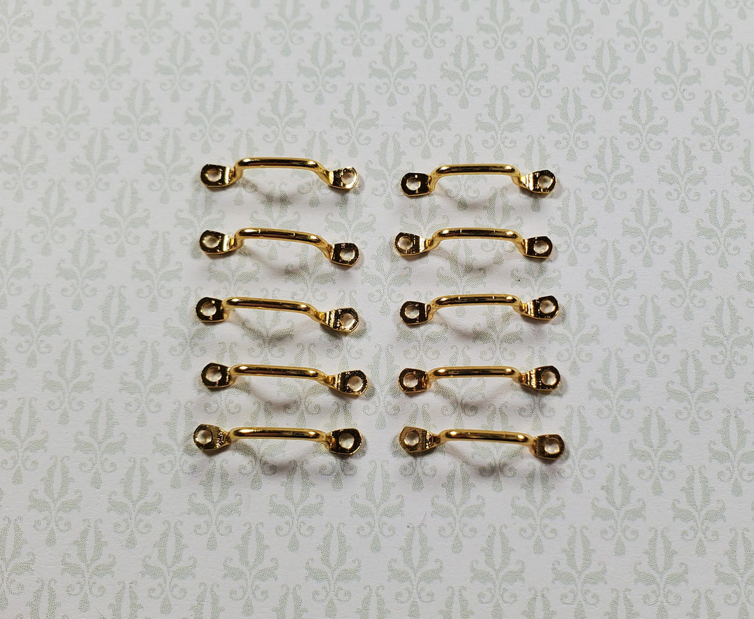 Dollhouse Window Handles or Drawer Pulls x10 Pcs Gold Plate Brass 1:12 Scale