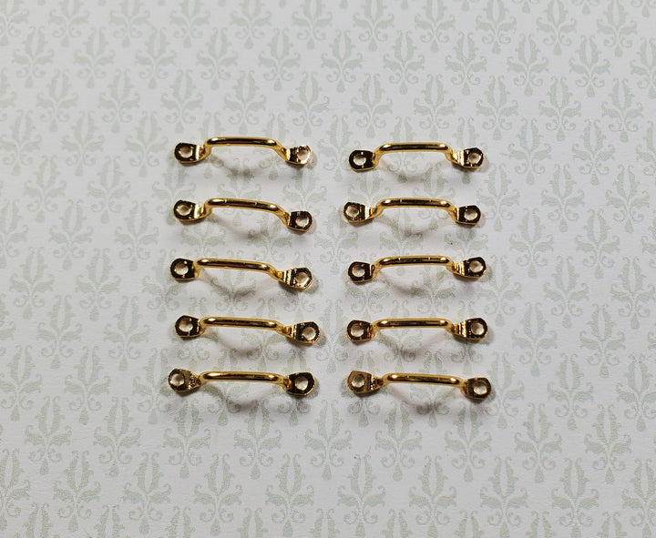 Dollhouse Window Handles or Drawer Pulls x10 Pcs Gold Plate Brass 1:12 Scale