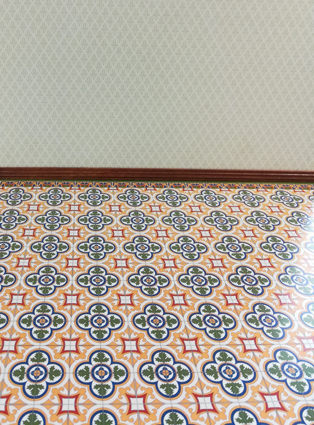 Dollhouse Victorian Tile Large Flooring Sheet Card Stock 1:12 Scale World Model