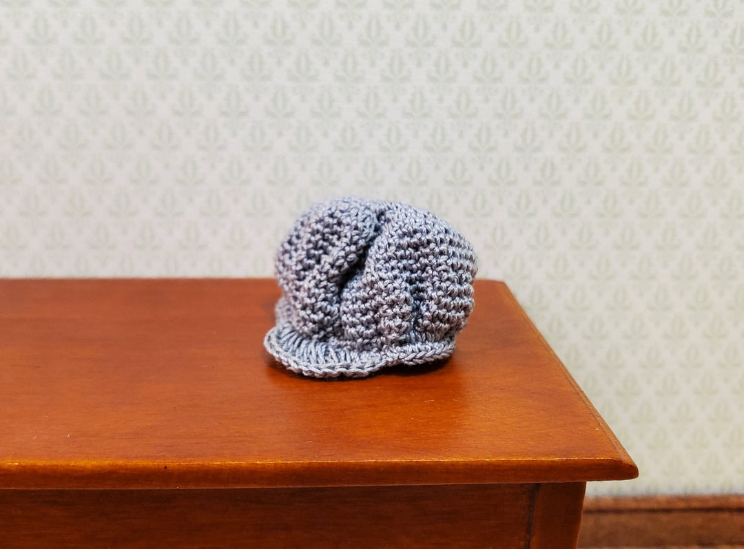 Dollhouse Crocheted Hat Gray Wearable 1:12 Scale Miniature