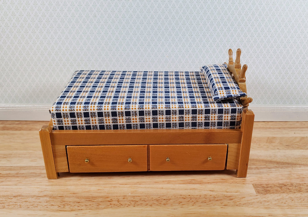 Dollhouse Captains Bed with Ships Wheel Headboard 1:12 Scale Bedroom Furniture