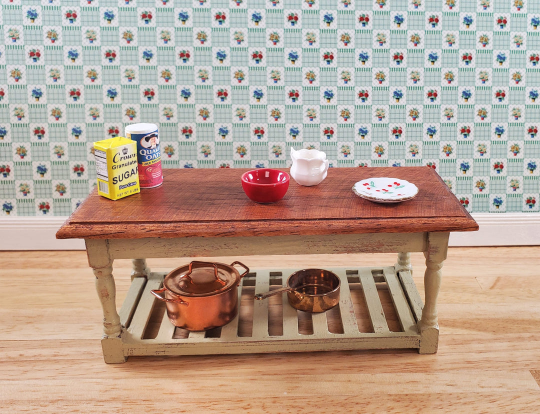 Dollhouse Wallpaper "Flower Pots" Green White Bradbury & Bradbury 1:12 Scale