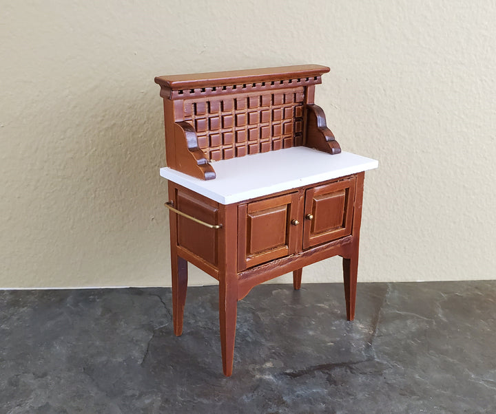 Dollhouse Miniature Wash Stand or Side Board Walnut Finish 1:12 Scale