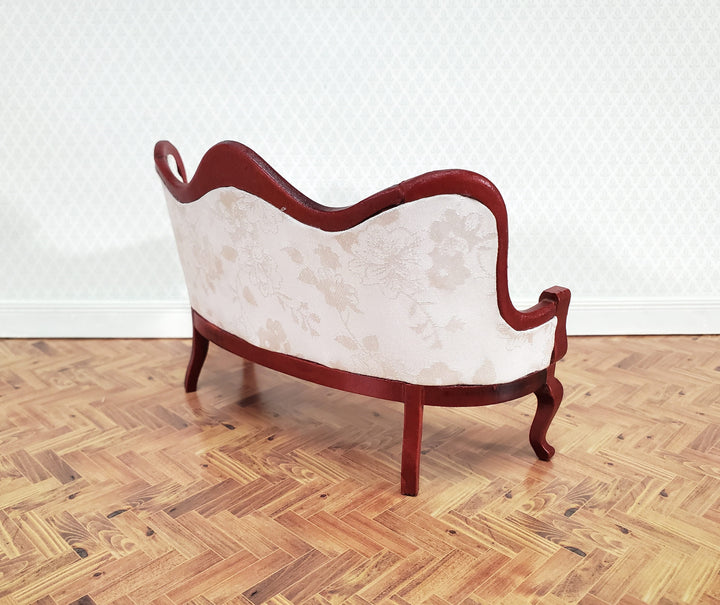 Dollhouse Victorian Sofa Couch White 1:12 Scale Miniature Furniture Mahogany Finish