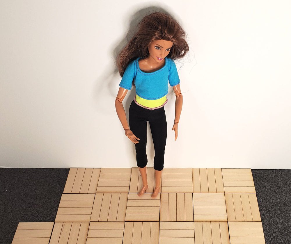 Dollhouse 1:6 Scale Parquet Real Wood Flooring 2x2 inch 33 pieces Playscale