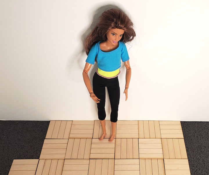 Dollhouse 1:6 Scale Parquet Real Wood Flooring 2x2 inch 33 pieces Playscale