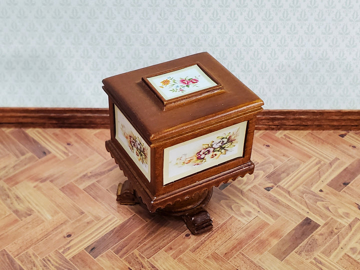 JBM Miniature Teapoy Tea Caddy Serving Table Box 1:12 Scale Miniature Furniture Walnut Finish