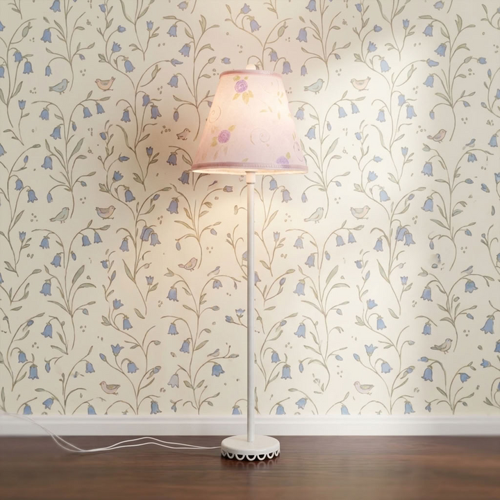 Dollhouse Nursery Floor Lamp Pink Shade White Base 12 Volt Wired 1:12