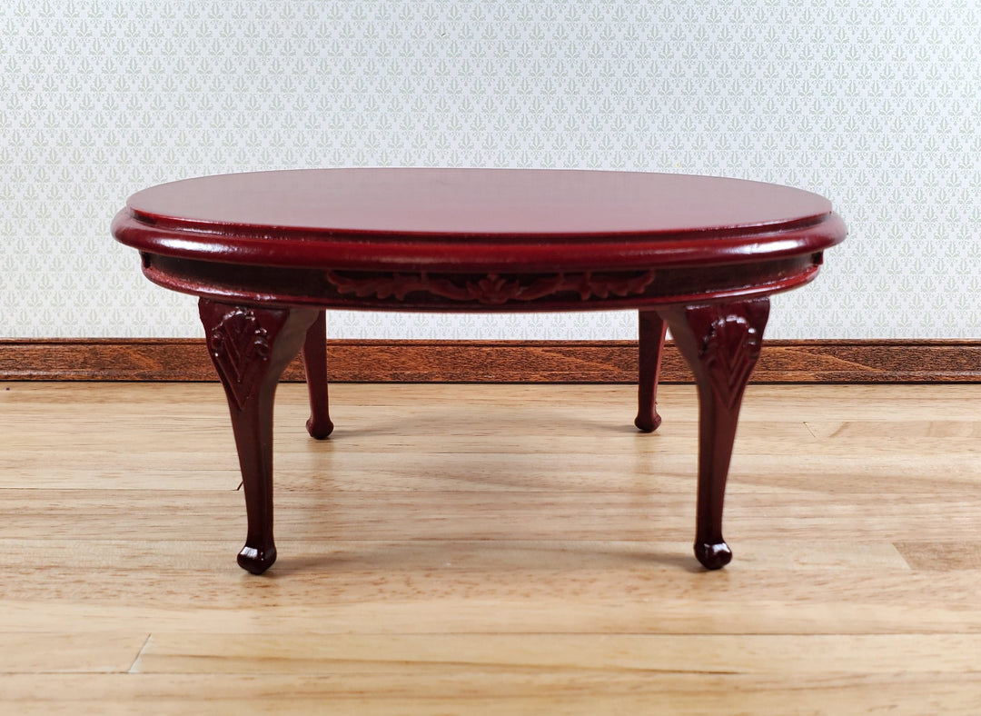 Dollhouse Dining Table Oval Wood Mahogany Finish 1:12 Scale Miniature Furniture