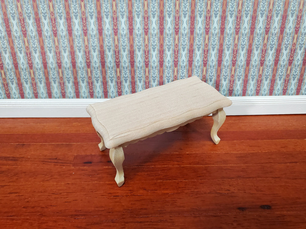 Dollhouse Coffee Table Unpainted Wood Curvy Top 1:12 Scale Miniature Living Room Furniture