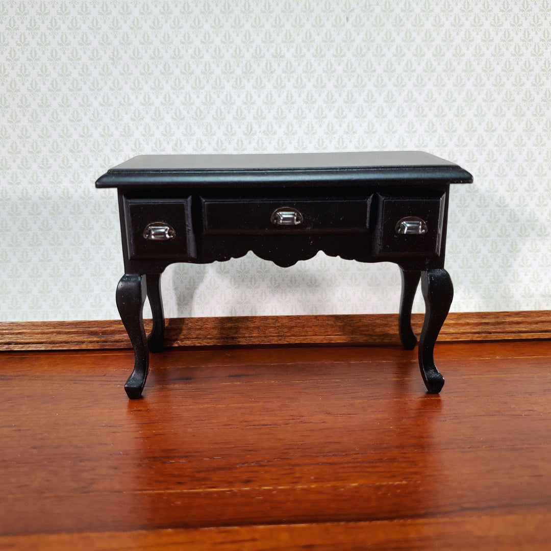 Dollhouse Miniature Vanity Desk with Drawers Wood Black Finish 1:12 Scale Furniture