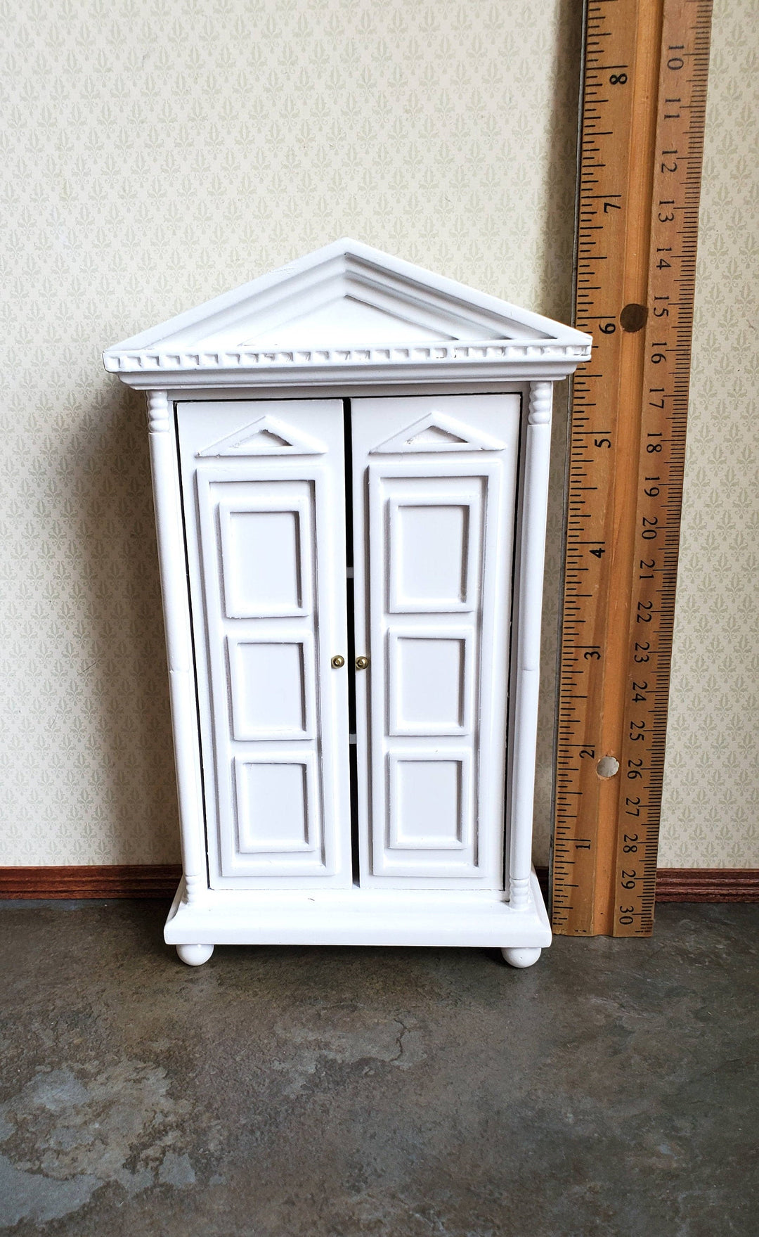 Dollhouse Miniature Wardrobe Armoire White Closet for Bedroom 1:12 Furniture
