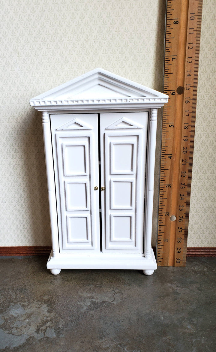 Dollhouse Miniature Wardrobe Armoire White Closet for Bedroom 1:12 Furniture