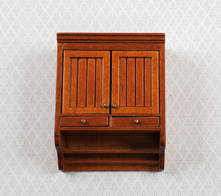 JBM Dollhouse Upper Kitchen Cabinet Walnut Finish 1:12 Scale Hanging Cabinet