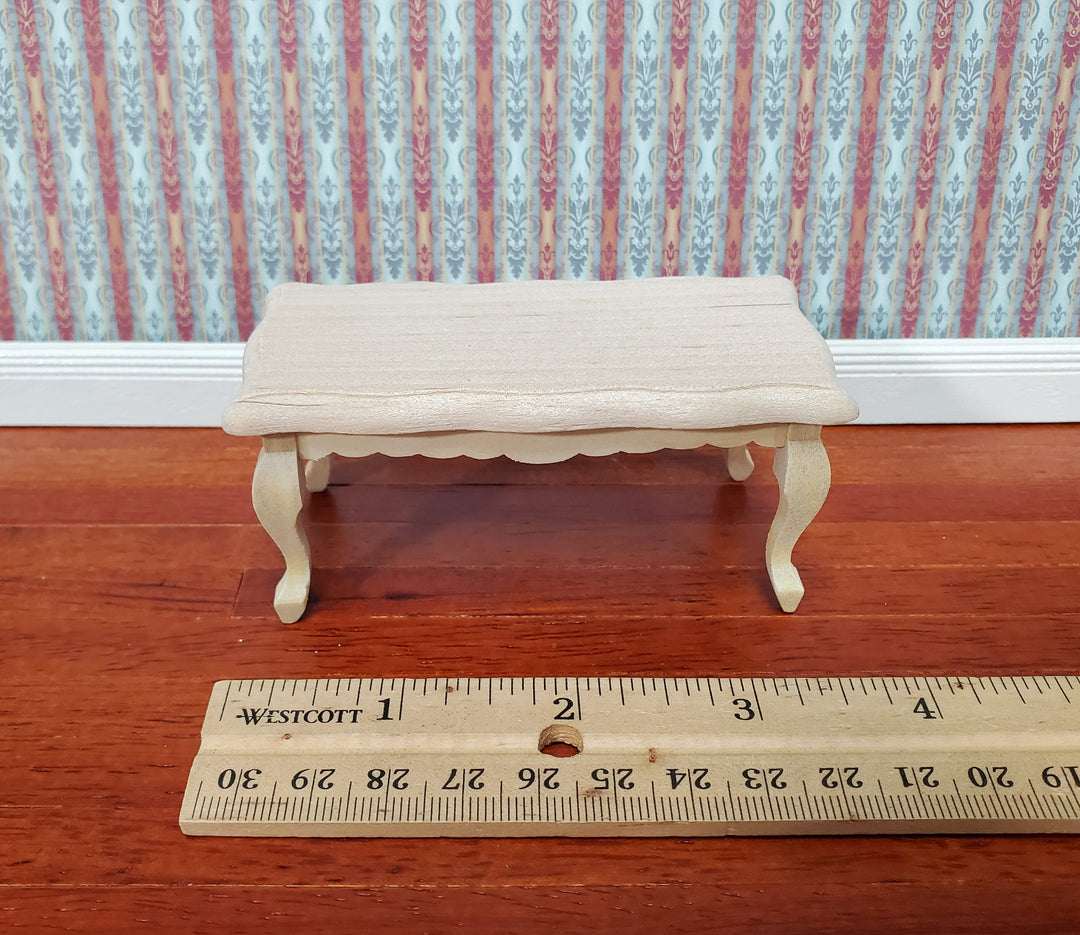 Dollhouse Coffee Table Unpainted Wood Curvy Top 1:12 Scale Miniature Living Room Furniture