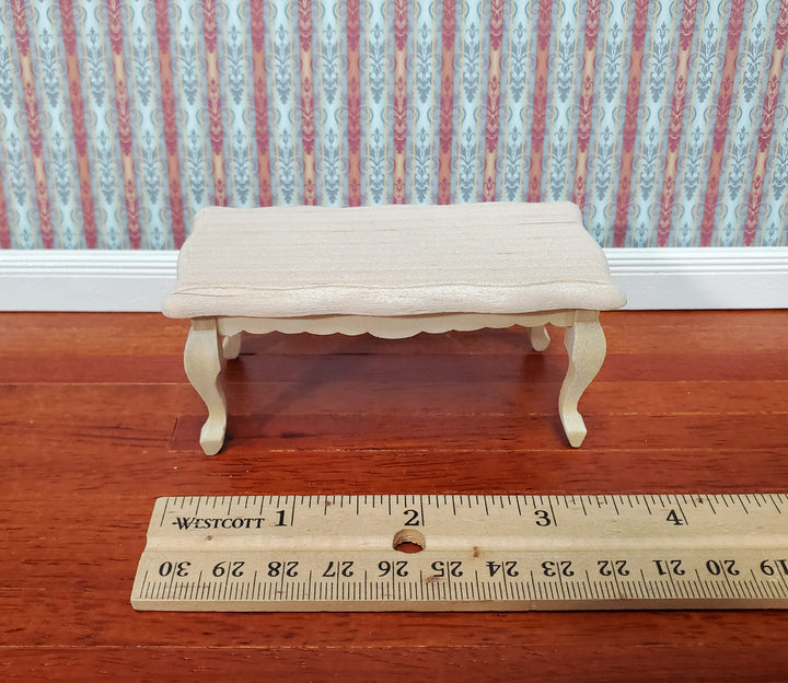 Dollhouse Coffee Table Unpainted Wood Curvy Top 1:12 Scale Miniature Living Room Furniture