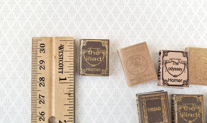 Dollhouse Miniature Book Set x10 Epic Poems 1:12 Scale Books (blank inside)