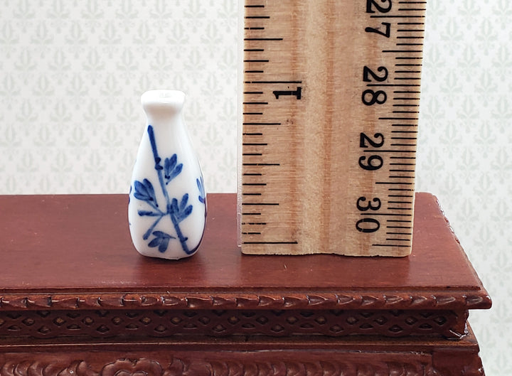 Dollhouse Flower Vase Blue & White Decorative Ceramic 1:12 Scale Miniature