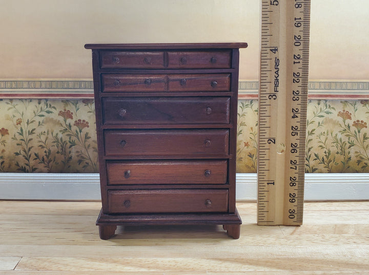 Handmade Dollhouse 6 Drawer Dresser Tall Wood Vintage Piece