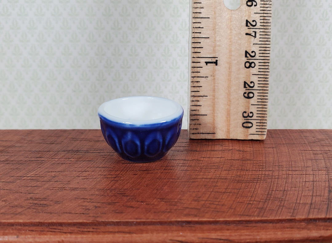 Dollhouse Mixing Bowl Large Ceramic with Pattern Blue 1:12 Scale Miniature