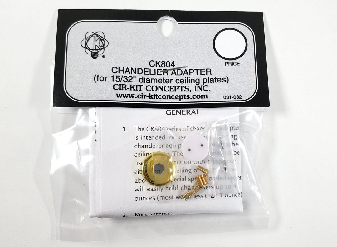 Cir - Kit Chandelier Adaptor for Lights 1:12 Scale Dollhouse CK804 15/32" Diameter - MiniatureCrush