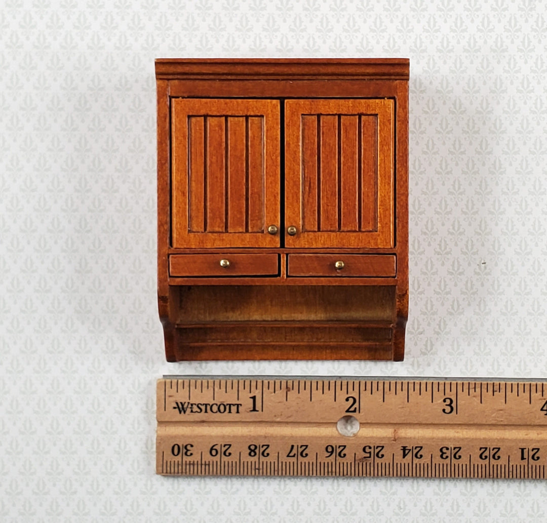 JBM Dollhouse Upper Kitchen Cabinet Walnut Finish 1:12 Scale Hanging Cabinet