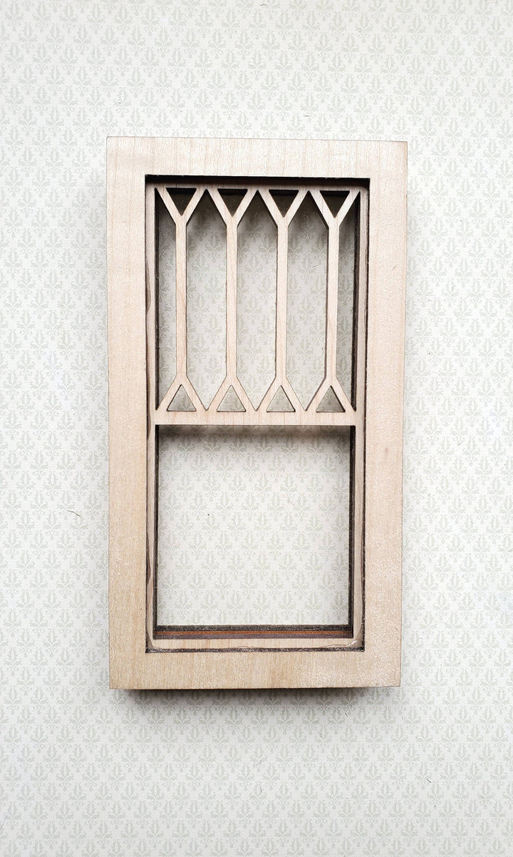 Dollhouse Window Victorian Style Tall Diamonds Wood 1:12 Scale Miniature