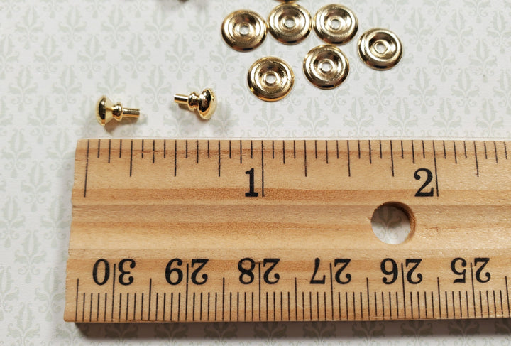 Dollhouse Traditional Door Knob or Drawer Pulls with Back Plate 8 pcs 1:12 Scale