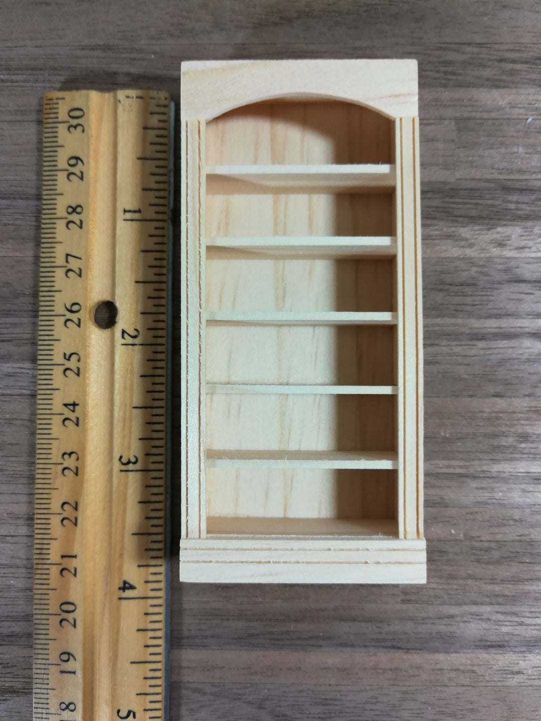Dollhouse HALF SCALE Bookcase Unpainted Wood 1:24 Furniture 5 Shelf Library