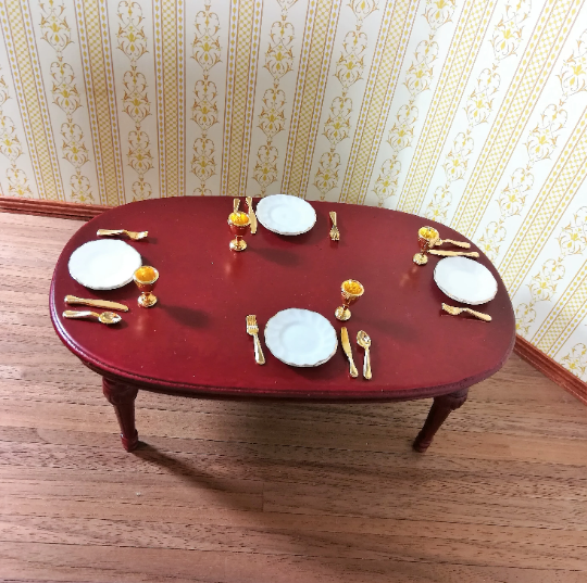 Dollhouse Goblets Gold Metal Set of 4 1:12 Scale Miniatures Kitchenware Glasses