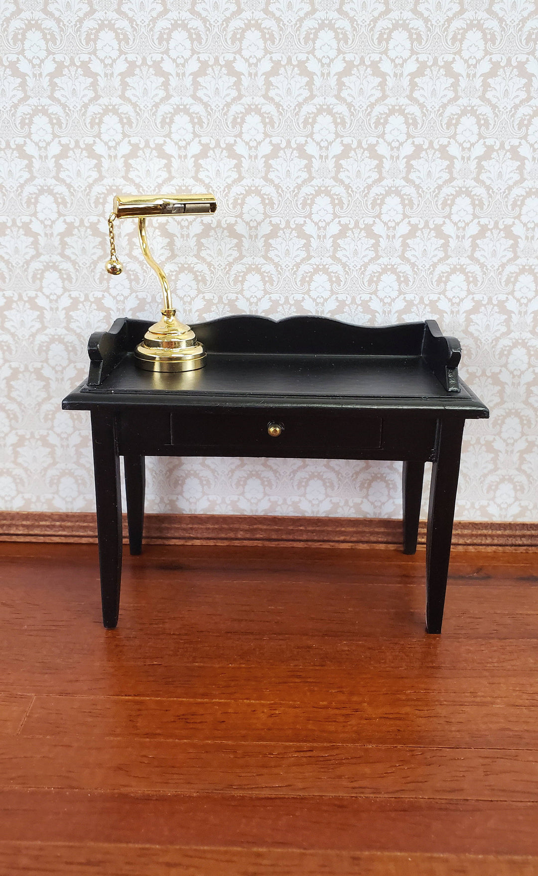 Dollhouse Miniature Battery Light Desk Table Lamp Gold Brass 1:12 Scale